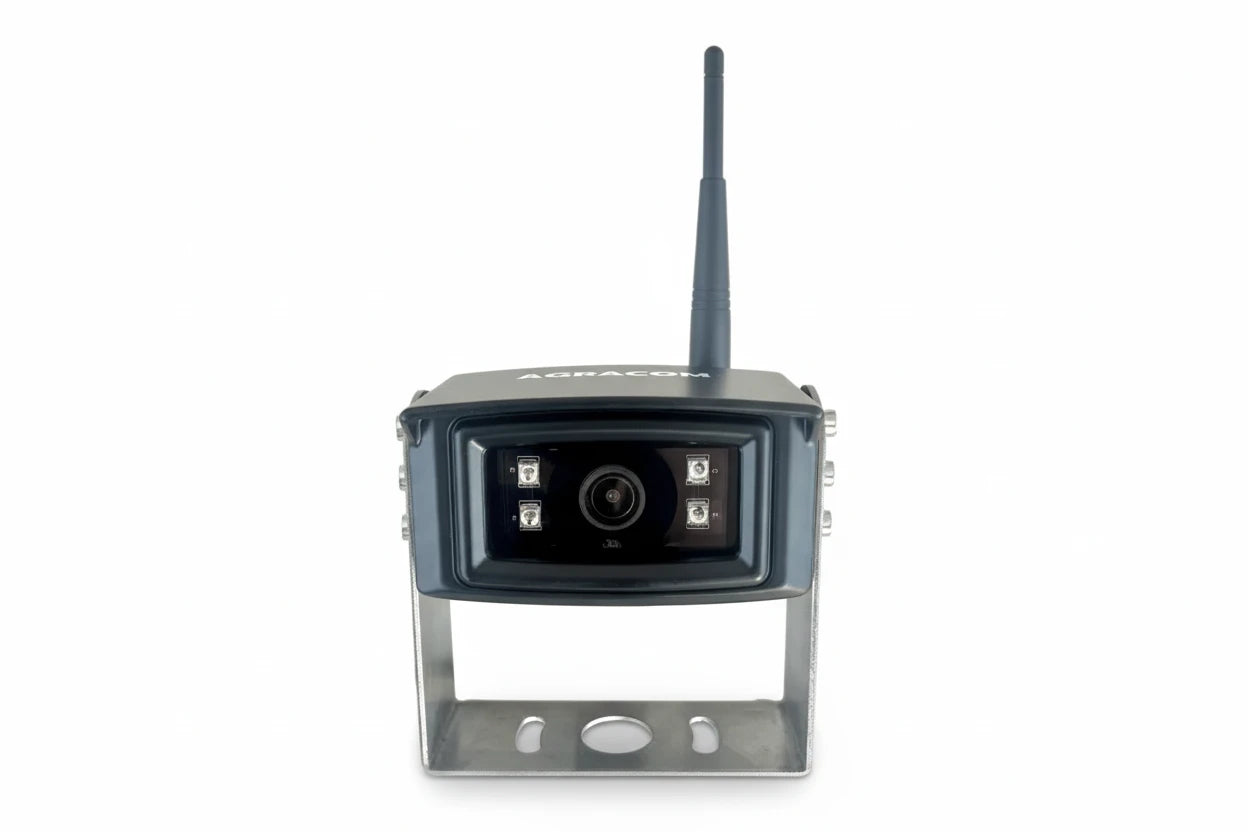AGRACOM KF-20 HD Funkkamera Frontansicht mit Aluminium-Gehäuse und Infrarot-LEDs