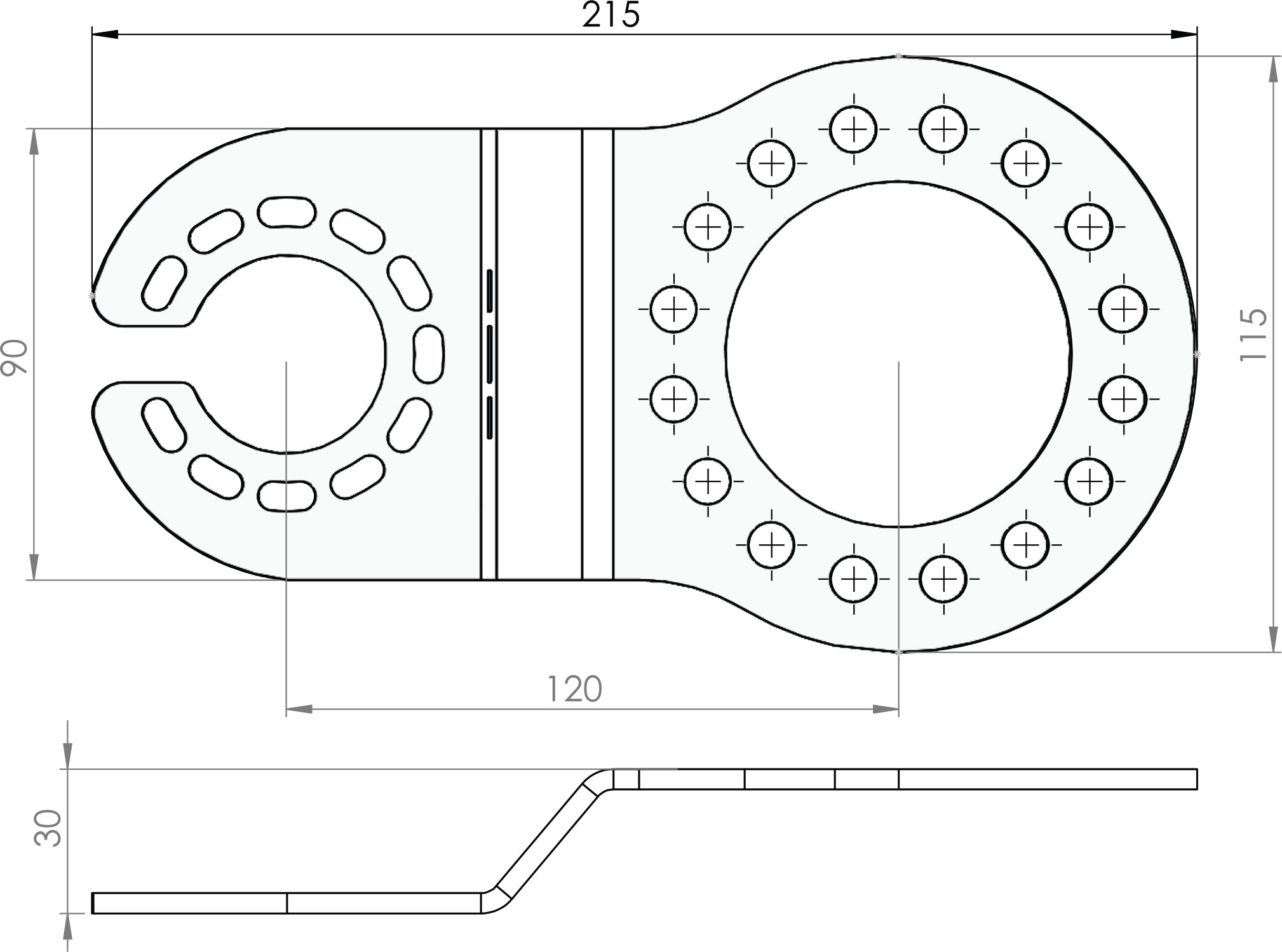 Kombihalter für ABS-EBS auf 7-13 Pol. Dose gebogen