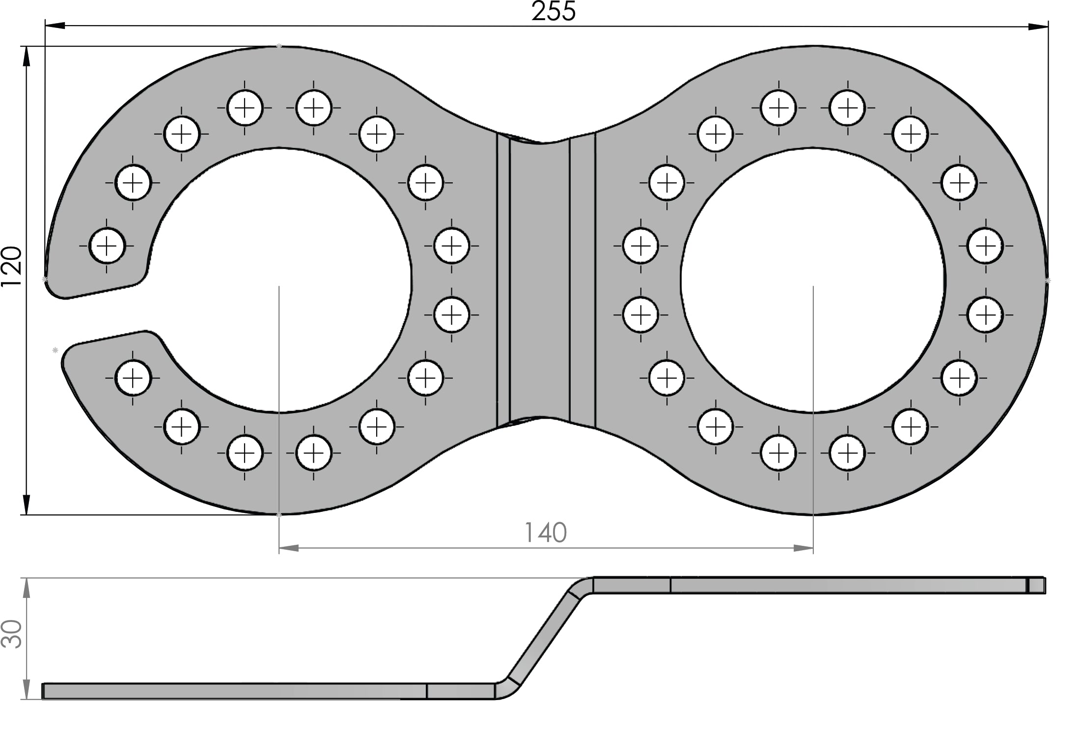 Doppelhalter für ABS-EBS Steckdosen gebogen