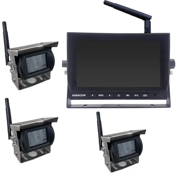 7" AHD Funk-Rückfahrkamera Set 3x Funk Kamera - AGRACOM