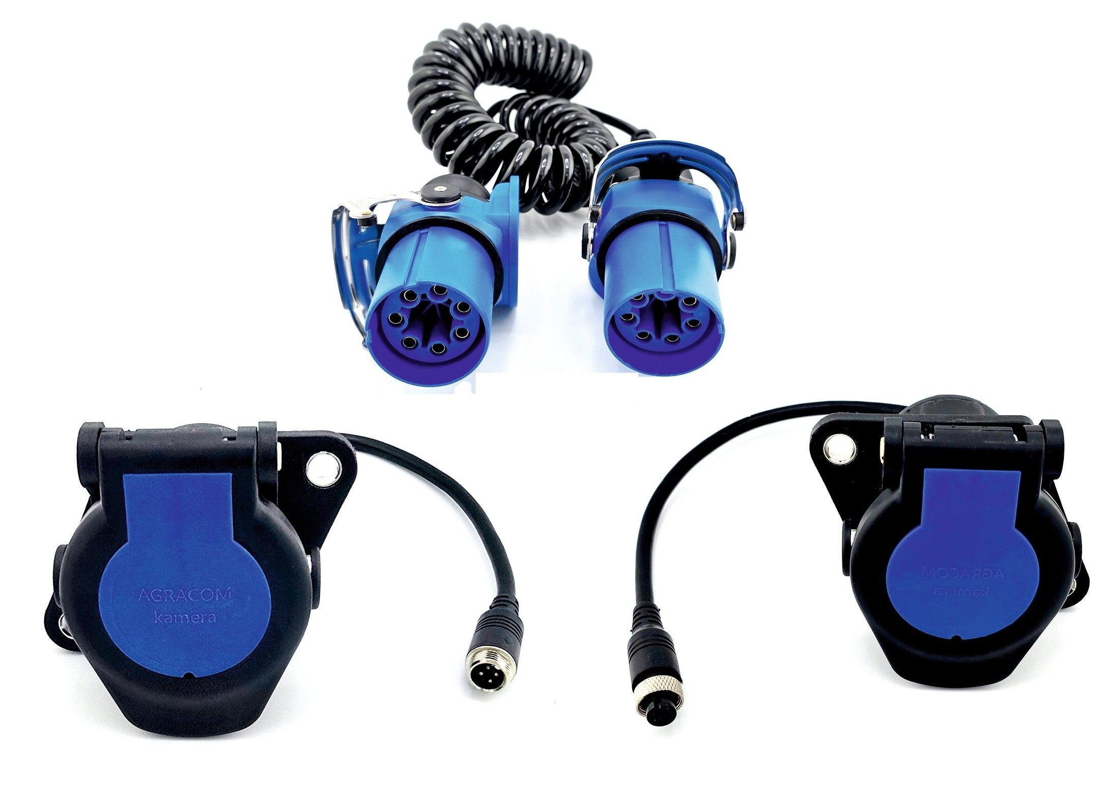 AgraConnect Blue - Spiralkabel und 2x Kamera Steckdose 1-Kanal