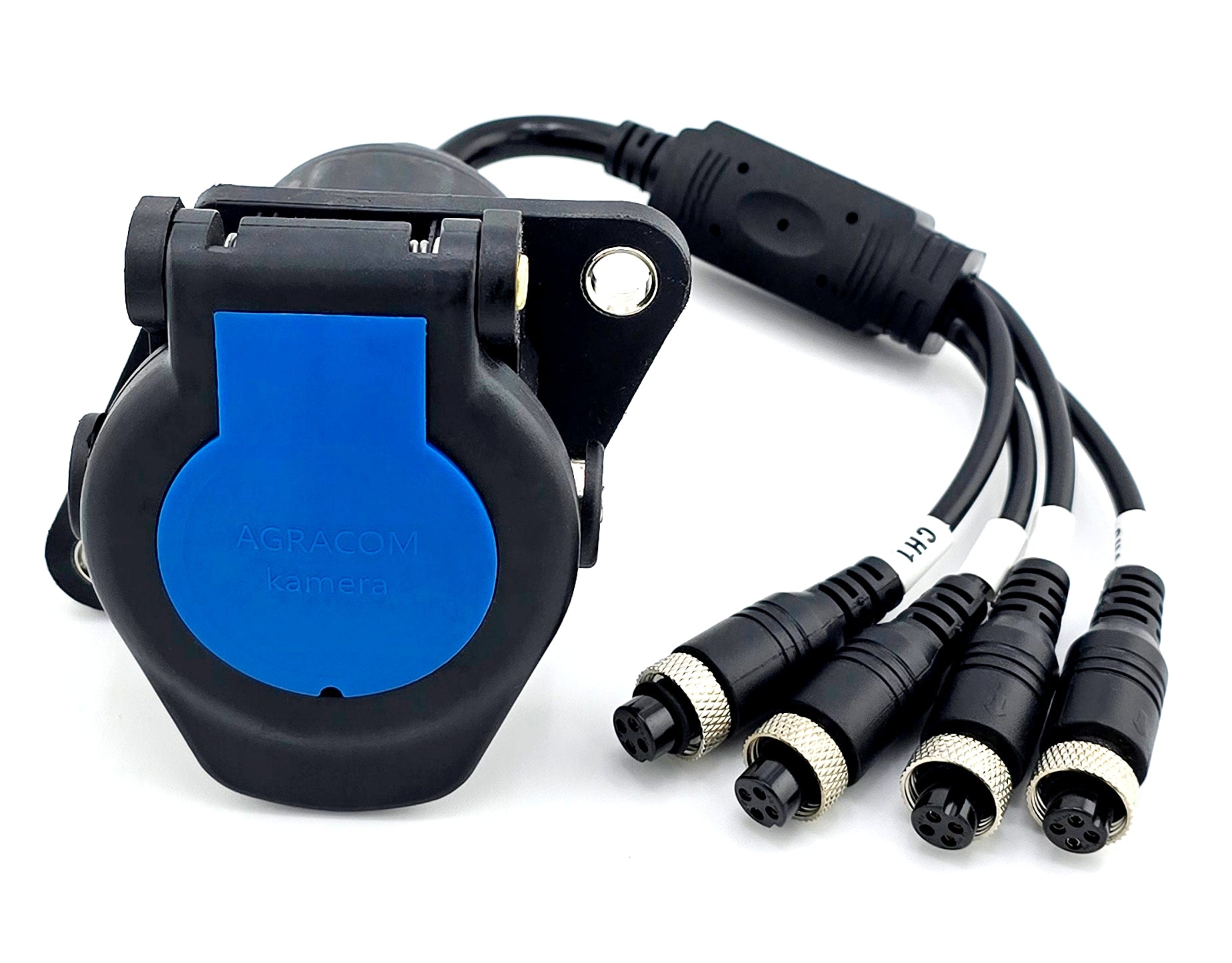 AgraConnect Blue - Spiralkabel und 2x Kamera Steckdose 4-Kanal